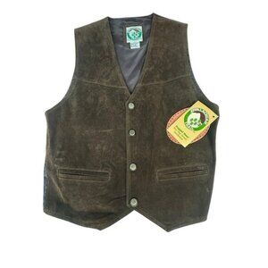 Appalachian Trail Men's S Brown 100% Genuine Leather Vest Vintage Retro NWT
